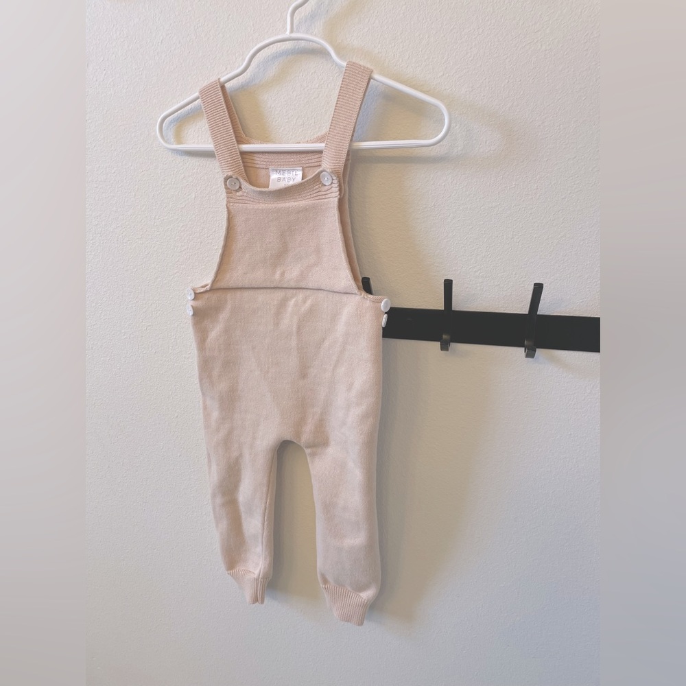 Mebie baby light cream overall jumper knit girls pants 2t